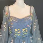 Women’s Blue Dress Embroidered Flowers & Butterflies Corset Back Size 8 **READ Blue Photo 1