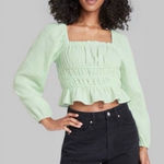 Wild Fable Puffer Sleeve Crop Top Size L Photo 0