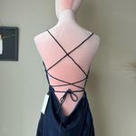 Alamour The Label Claudia Navy Ruched Draped Neck Sleeveless Strappy Back Gown M Blue Size M Photo 6