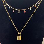 Lock Trendy Gold Letter S Pendant Photo 4