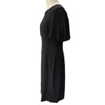 Calvin Klein Classic Black Dress with semi sheer pleated short sleeves Size 8 Photo 2