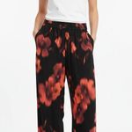 Universal Standard Pants Wide Leg Black Floral Elastic Waist Size 4XS / 00-0 New Photo 4