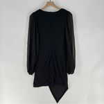 Rumor Womens‎ Size M Black Mesh Sheer Balloon Long Sleeve Faux Wrap Mini Dress Size M Photo 8