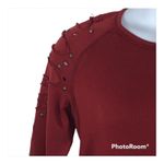 True Religion  NWT Ox Blood Distressed Studded Boyfriend Sweatshirt XS Photo 5