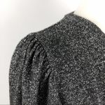 ZARA  Shimmer Metallic Black Blouse Ruched Shoulders Large Cocktail Office Party Photo 7