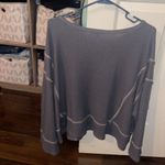 She & Sky Gray long sleeve top with cream seams Photo 2