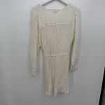 Blue Island  Ivory Silver Metallic Swim Coverup Dress Size Large Rayon Boho Photo 6