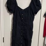 Madewell 💖 Linen Cotton Puff Sleeve Black Mini Dress Photo 2