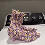 Amy Crookes Marte Purple Yellow Floral Print Ankle Boots Pointed Toe IT 37/US 7 Photo 3