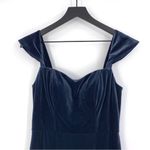 Jenny Yoo Collections Issa Off-The-Shoulder Stretch Velvet Gown Dusty Blue 8 Photo 1