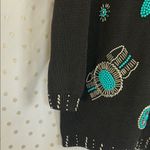 Victoria Jones  Woman Black Sweater with Turquoise and Silver Embellishments Photo 2
