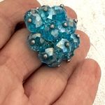 Blue sparkly beaded silver tone adjustable ring Photo 5