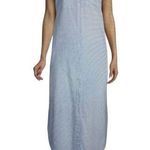 PURE NAVY Pocket Detail 100% Linen Chambray Button Front Shirt Midi Dress Photo 0