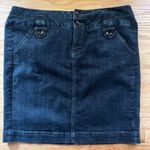 One Song Authentic Denim Skirt Women XL Dark Wash A Line Stretch Paisley Button Blue Photo 0