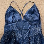 Windsor Womens Royal Blue V-neck Glitter Hi-cut Slit Prom Dress Photo 7