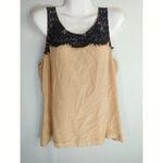 J.Crew Womens Blush & Black Lisette Lace Silk Shell Tank Top Career Size 10 Photo 1