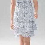 White House | Black Market WHBM Blue Floral Dress Size Medium Sleeveless Tiered Resort Romance Style Photo 1