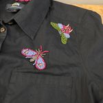 Anthropologie  Maeve Embellished Beaded Butterfly Insects Button Up Shirt Photo 3