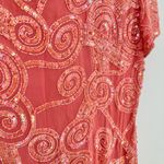 Oleg Cassini Black Tie Peachy Pink Sequin Beaded Mini Dress Embellished size 12 Photo 3