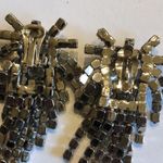 Huge Vintage Silver Tone CZ Rhinestone Starburst Dangling Clip On Earrings Photo 3