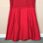 Loft NWT  Women’s Linen Blend Lace Front Pleated Red A-Line Tank Dress Photo 2