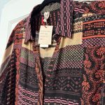 Raga By Anthropologie Button Front Black Motif Blouse Size Large NWT Photo 2