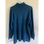 Evolution  by Cyrus Blue Ribbed Knit Turtleneck Sweater Tunic Shirt Top Womens 2X Photo 3
