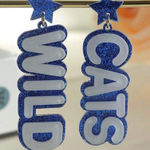 Kentucky Wildcats Earrings Blue Glitter Star Dangle Drop Statement Jewelry New Photo 0