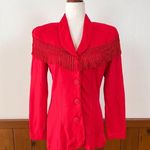 Fabulous Vintage 1980s D’Knits Fringed Blazer! Size M Photo 0