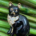 Vintage Enameled Black Cat Brooch New (Old Stock) Photo 2