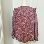 AVARA Boho Paisley Ruffle Blouse – Size Large Red Photo 6
