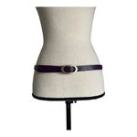 Women Blue Purple Patent Reversible Slim Belt Photo 1