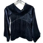 Ramy Brook NWT Liza One-Shoulder Velvet Smocked Top Sz XS Navy Photo 4