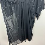 Ulla Popken Dress‎ Womens 28/30 Black Midi Sheer Sequin Star Flyaway 3/4 Sleeve Photo 3