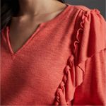 Pilcro Anthropologie  Lightweight Orange/Red Ruffle Sweater Size X-Small Photo 3