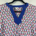 Talbots Womens Top Large Geo Print 100% Cotton Lightweight Blouse Novelty Boho Photo 2