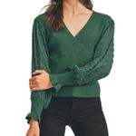 Lush Clothing Lush Green Dot Sleeve Wrap Sweater Photo 0