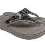 Crocs Monterey Silver Metallic Plate Platform Comfort Slip On Flip Flop Sandals Photo 0