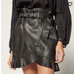 Isabel Marant NWT Qing Belted Ruffle Leather Black Mini Skirt Photo 0