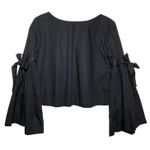 Free People Women’s Bow Tie Bell Sleeve So Obviously Yours Black Top Photo 2