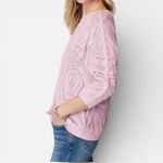 J.JILL Windsor Sweater Open Knit Crochet 3/4 Photo 2