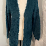 Chelsa and Theodore teal fluffy cardigan sweater size small‎ Green Photo 0