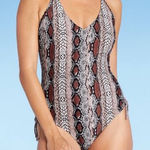 Kona Sol NWT‎  Side-Cinch Medium Coverage One Piece Swimsuit, Animal Print Size M Photo 0