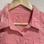 Wrangler  47 Pink Western Shirt Long Sleeve Large Cotton Embroidered Metal Button Photo 8