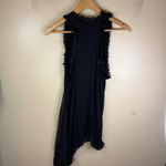 Carolina Benoit Black Ruffle Asymmetrical Sheer Overlay Mini Dress Womens Small Photo 5