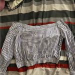 ZARA  Pinstripe Off the Shoulder Top Photo 2