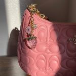 NEW Gold Pink Strawberry Sakura Rhinestone Flower Purse Bag Charm Keychain Photo 0