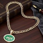 NFL  New York Jets 20 Inch Necklace Pendant Cuban Chain Link Football Jewelry Photo 0