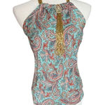 Anthropologie Womens  Rush Floral Beaded Neckline Choker Silk Sleeveless Top -  6 Photo 0