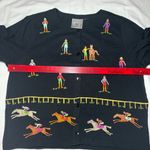 Michael Simon Lite Horse Racing Derby Cotton Jersey Cardigan Black Women’s L/XL Photo 3